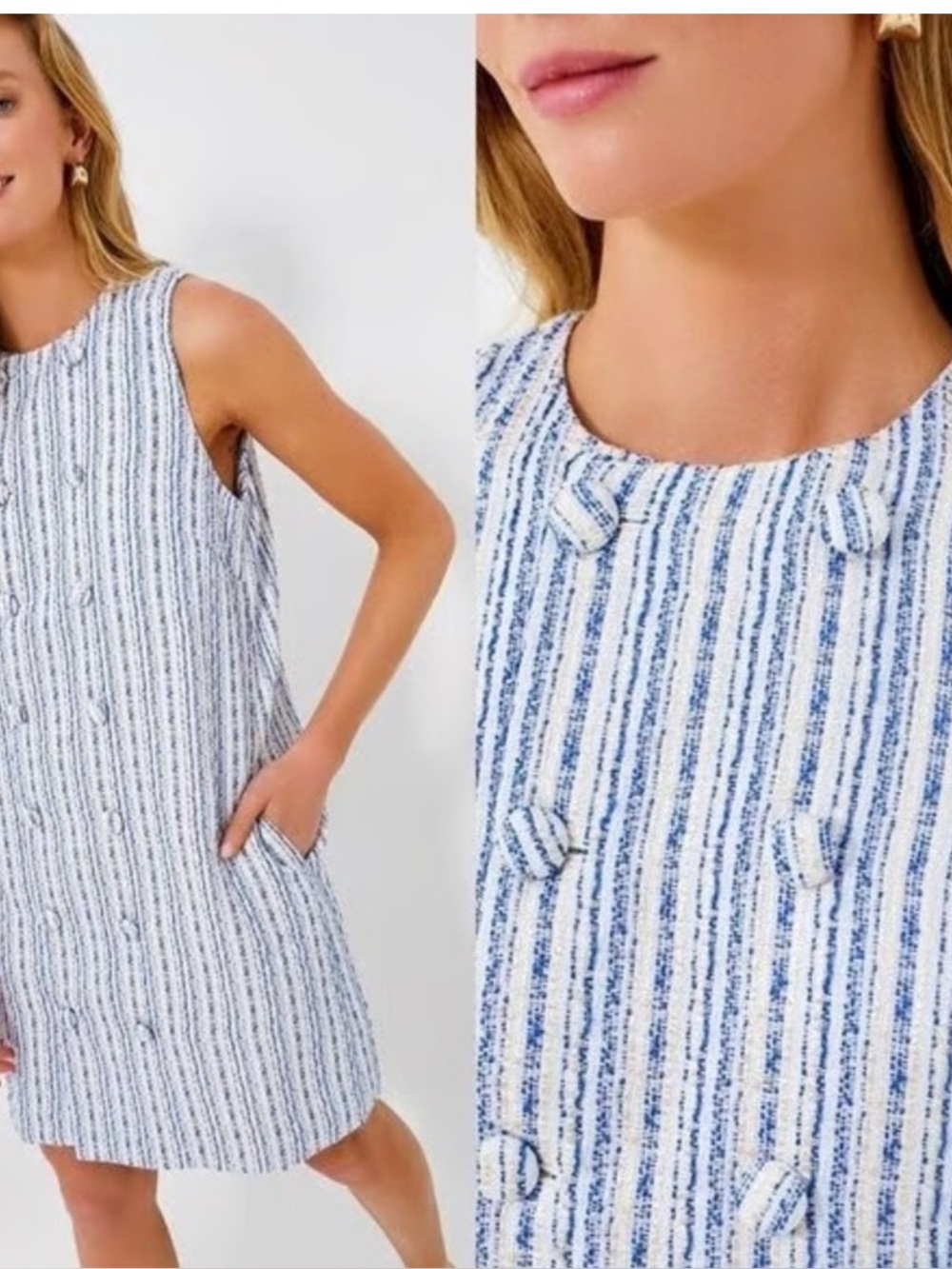 Pomander Place Tuckernuck Tweed Bianca Dress Ethereal Blue Sz M